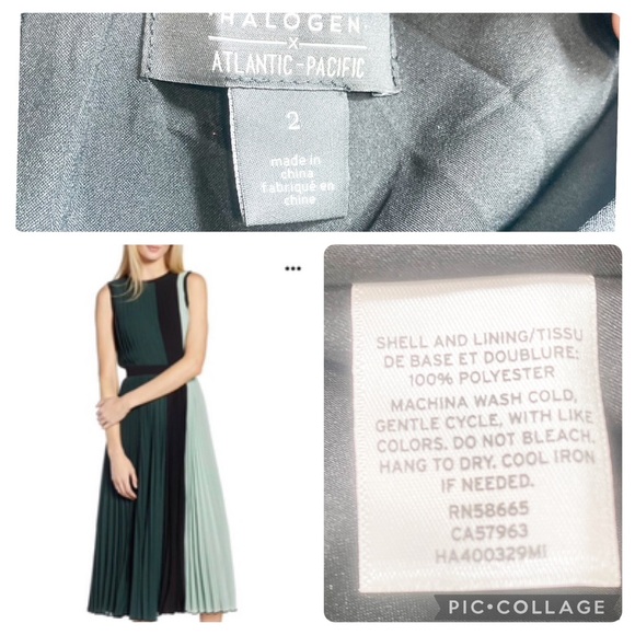 Halogen Midi Dress Work Career Cute Fancy Pleated Colorblock Nordstrom Lined Sz2 - Picture 10 of 10
